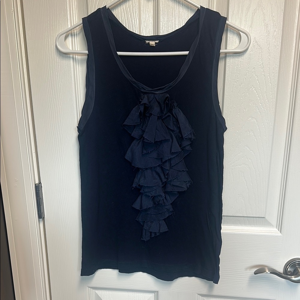 Elegant Navy Ruffle Top
